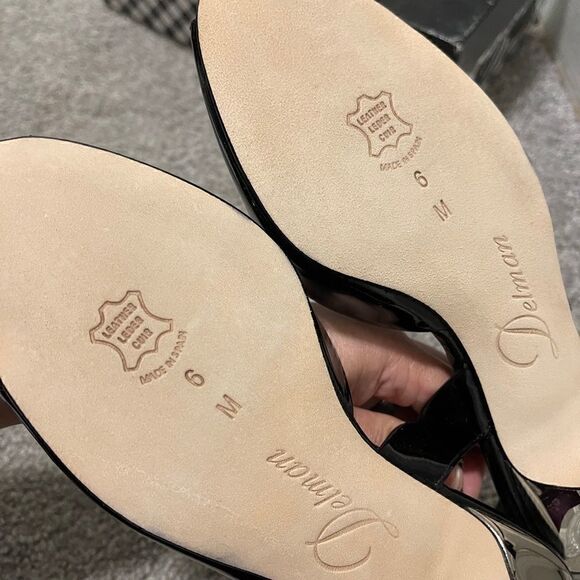 Delman z sling black patent shoes sandals - Picture 6 of 15